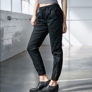 Black Canvas Joggers w/ Zipper Accent